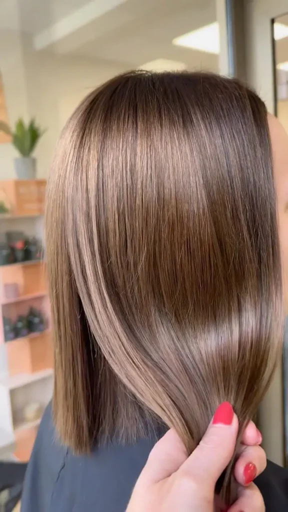 Lissage et brillance sur cheveux mi-longs – Salon de coiffure Frisange – Espace-Coiffure Mondorf