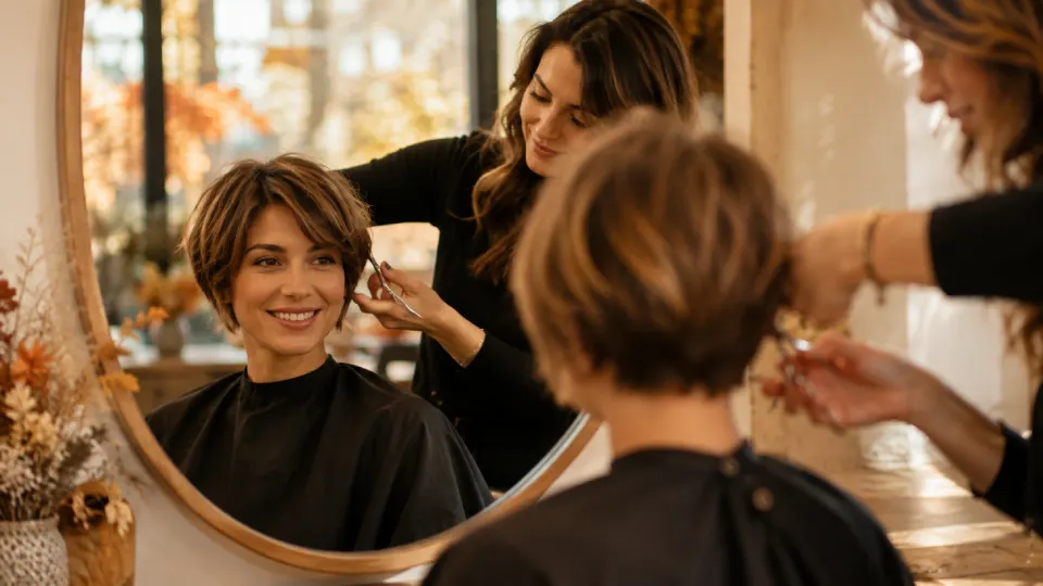Coupe courte femme automne 2026, carré court réalisé en salon
